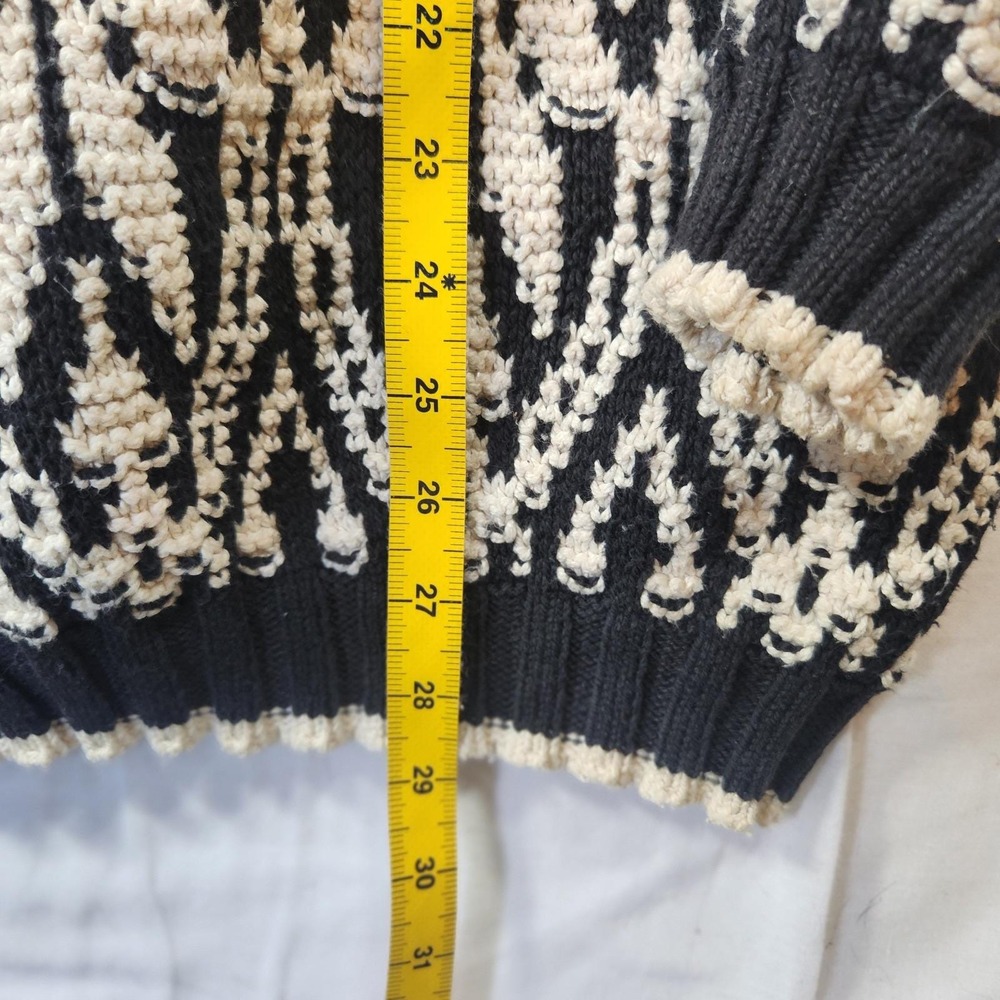 Jacob‎ Vintage Black White Geometric Intarsia Knit Turtleneck Retro Chunky - Picture 6 of 8